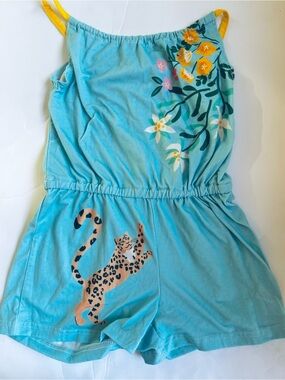 Sunshine Swing Turquoise Floral & Leopard Romper size 10